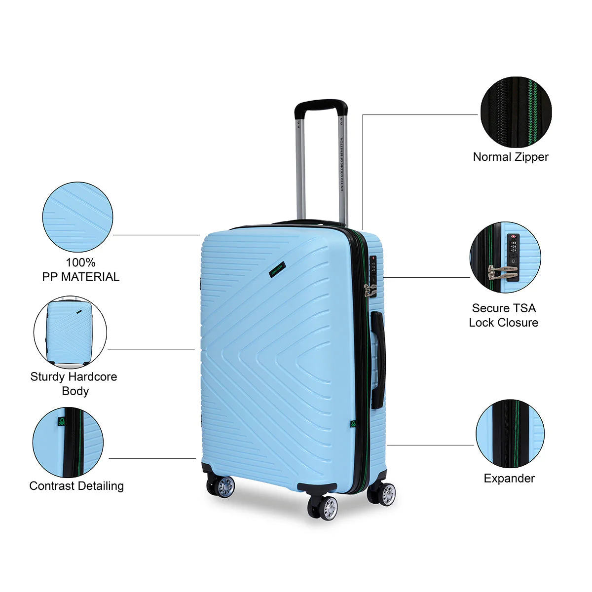 United Colors of Benetton Jasper Hard Luggage blue - Image 4