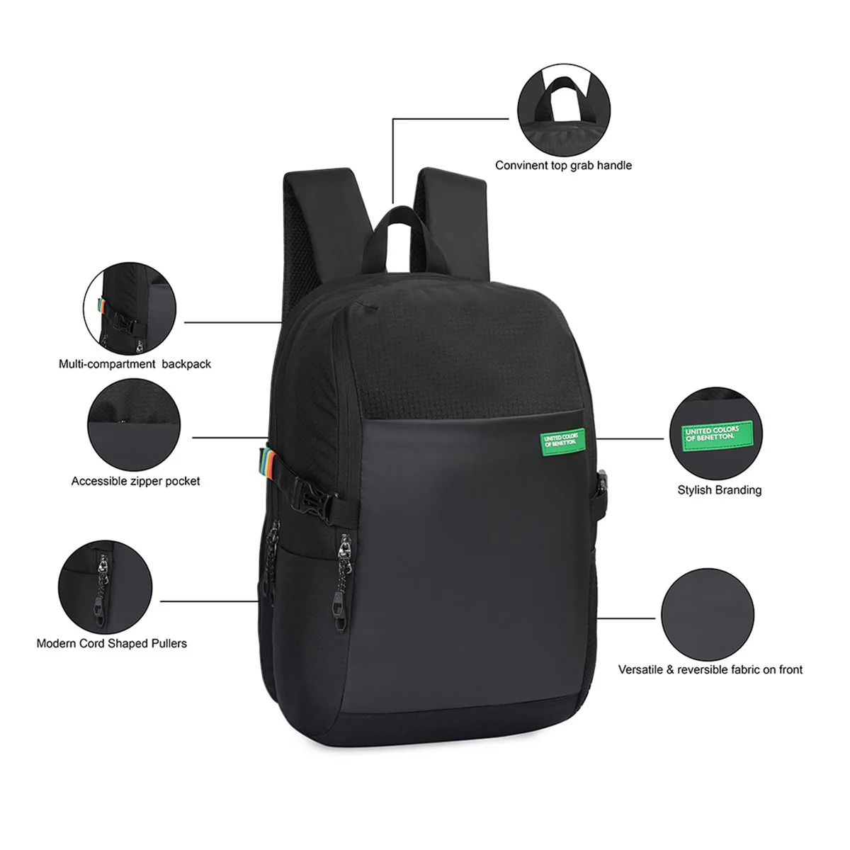 United Colors of Benetton Kaizen Laptop Backpack - Image 3