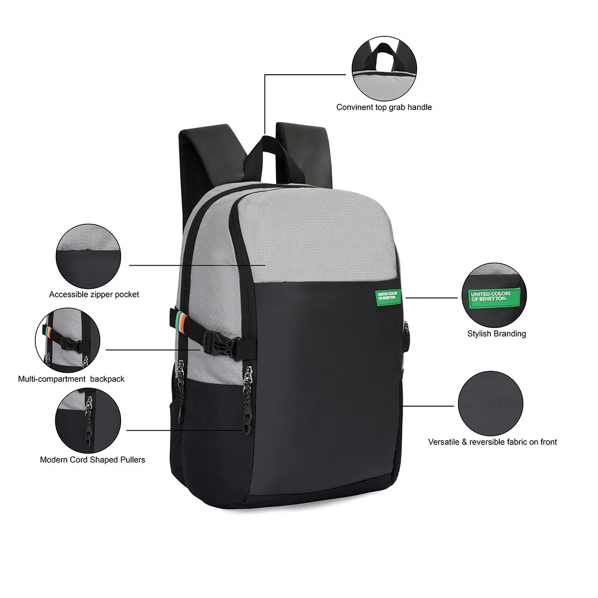 United Colors of Benetton Kaizen Laptop Backpack - Image 3
