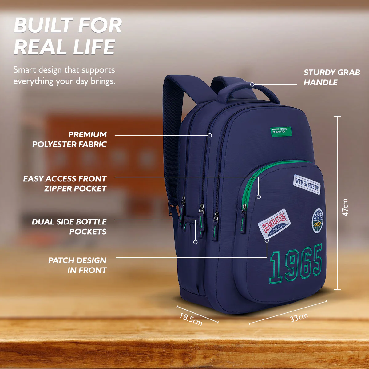 United Colors of Benetton Legend Non Laptop Backpack - Image 4
