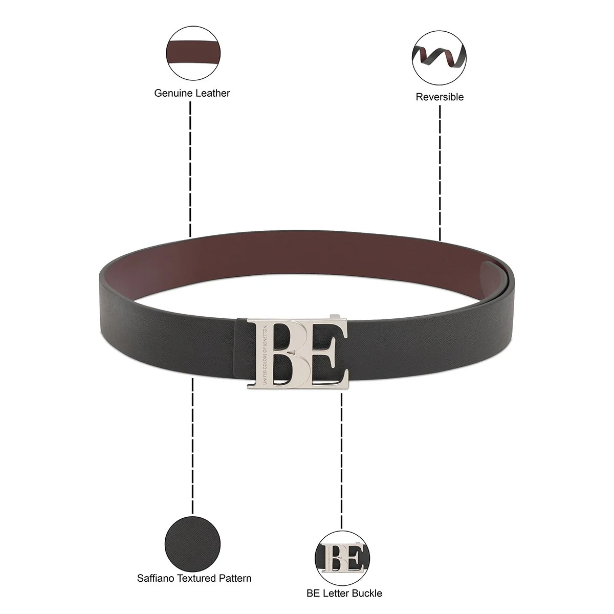United Colors of Benetton Pavel Men's Reversible Belt - Image 4