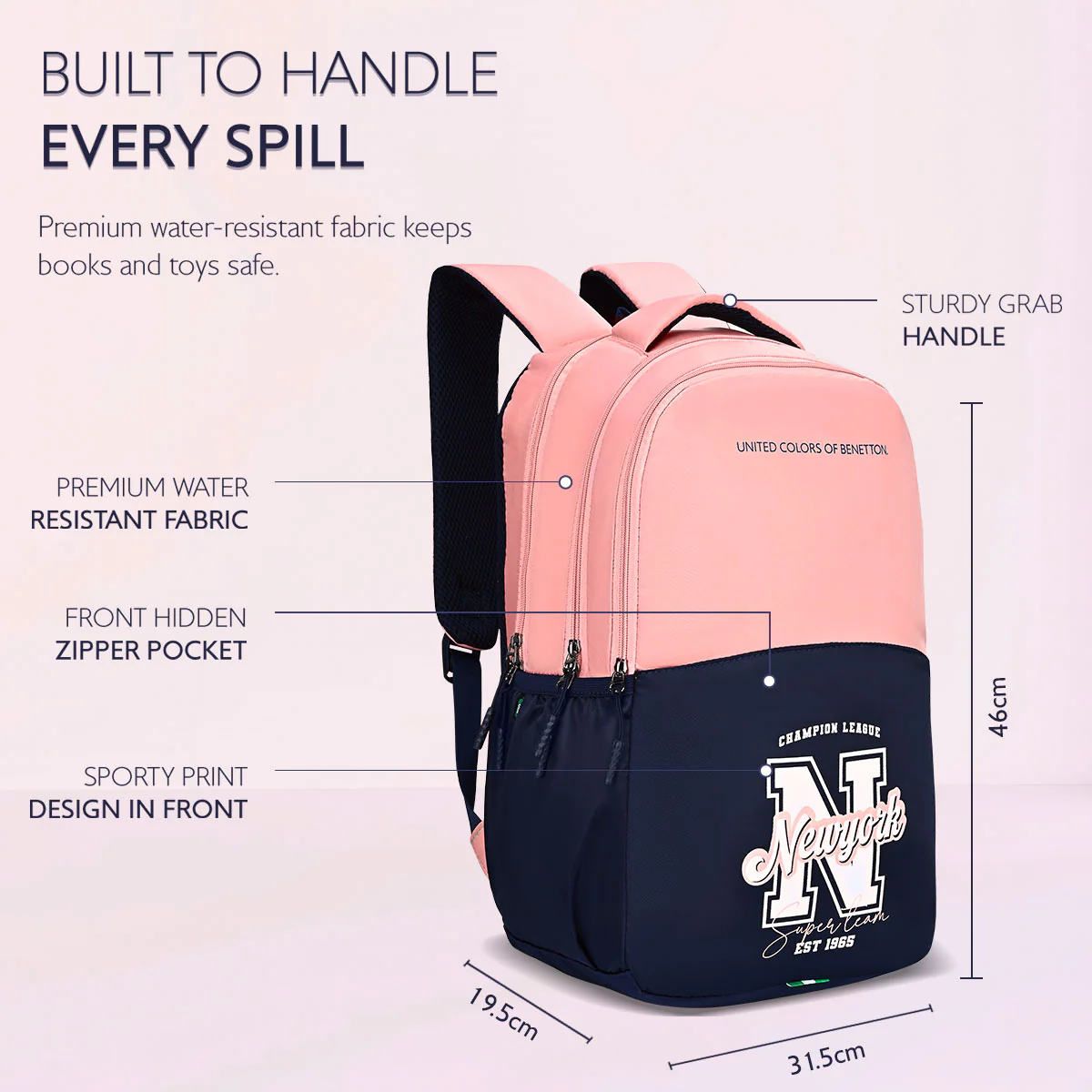 United Colors of Benetton Petro Non Laptop Backpack - Image 4
