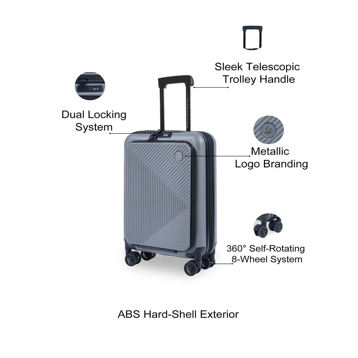 United Colors of Benetton Ryzen Pro Hard Luggage - Image 4