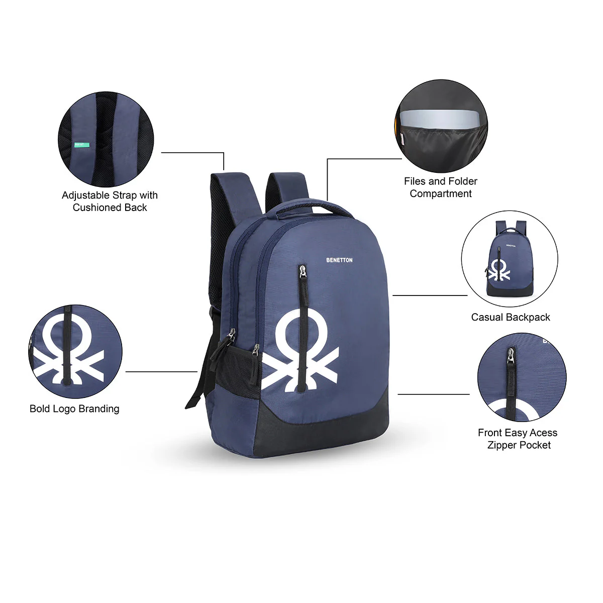 United Colors of Benetton Sable Laptop Backpack - Image 4