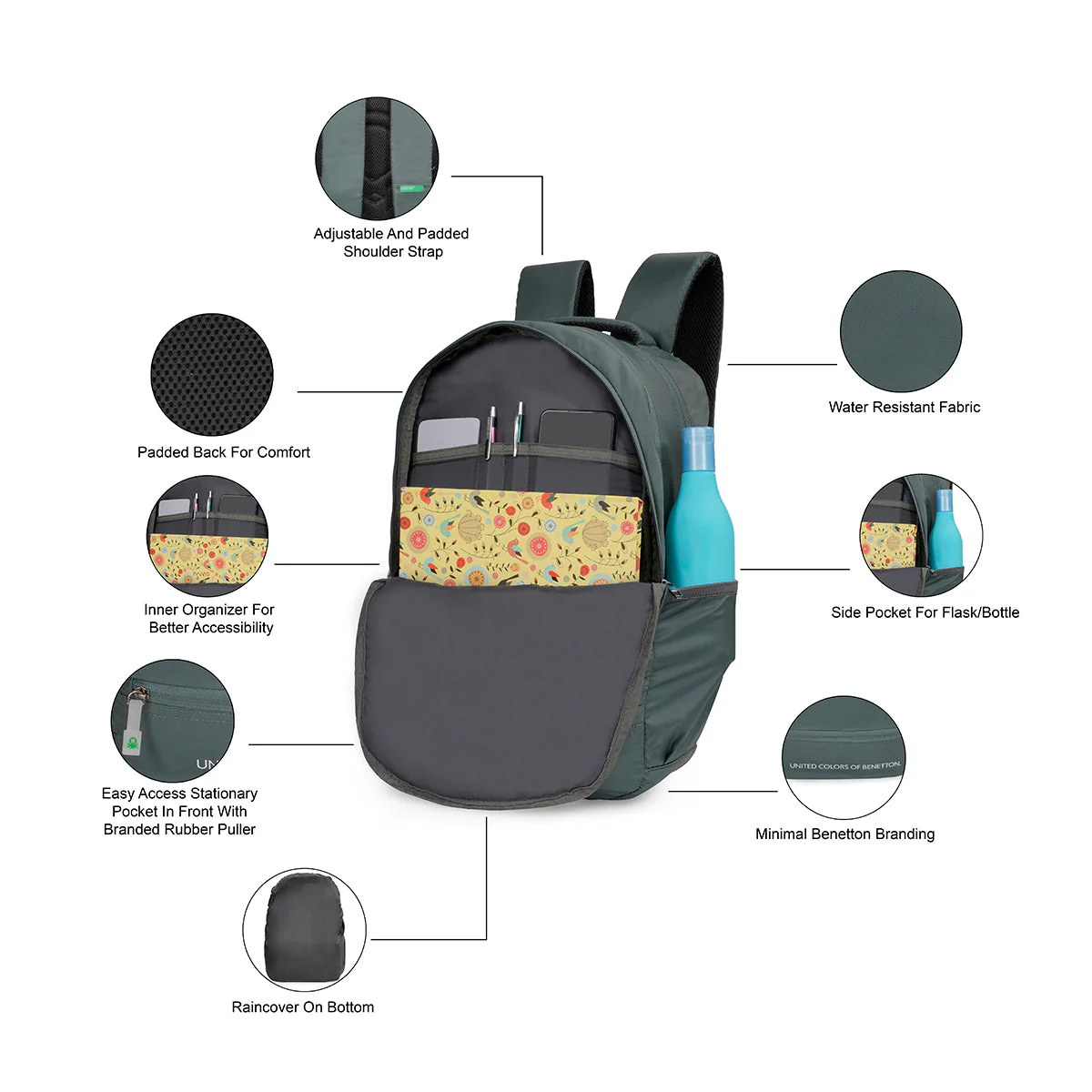United Colors of Benetton Skater Back to School Backpack - Image 4