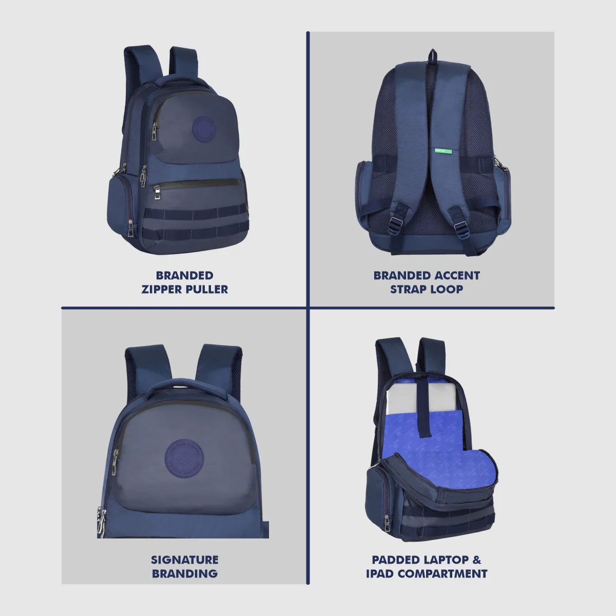 United Colors of Benetton Stealth Laptop Backpack - Image 4