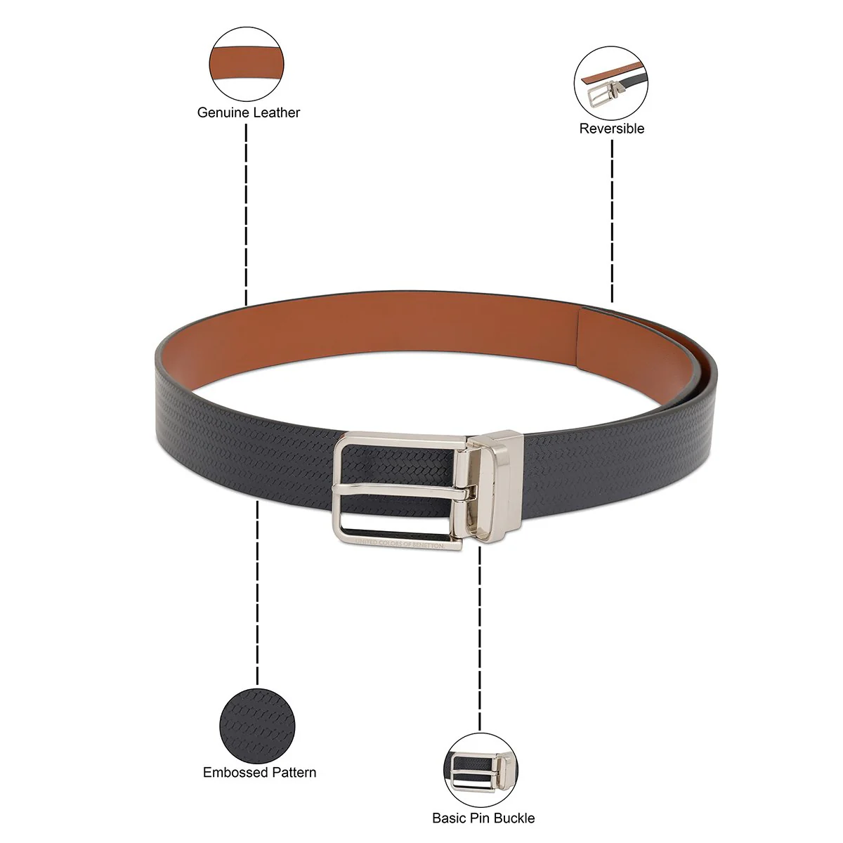 United Colors of Benetton Tomas Men's Reversible belt - Image 4