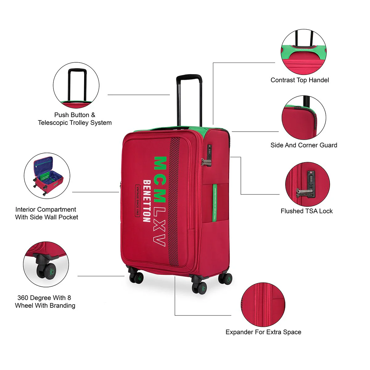 United Colors of Benetton Topaz Soft Luggage - Image 4