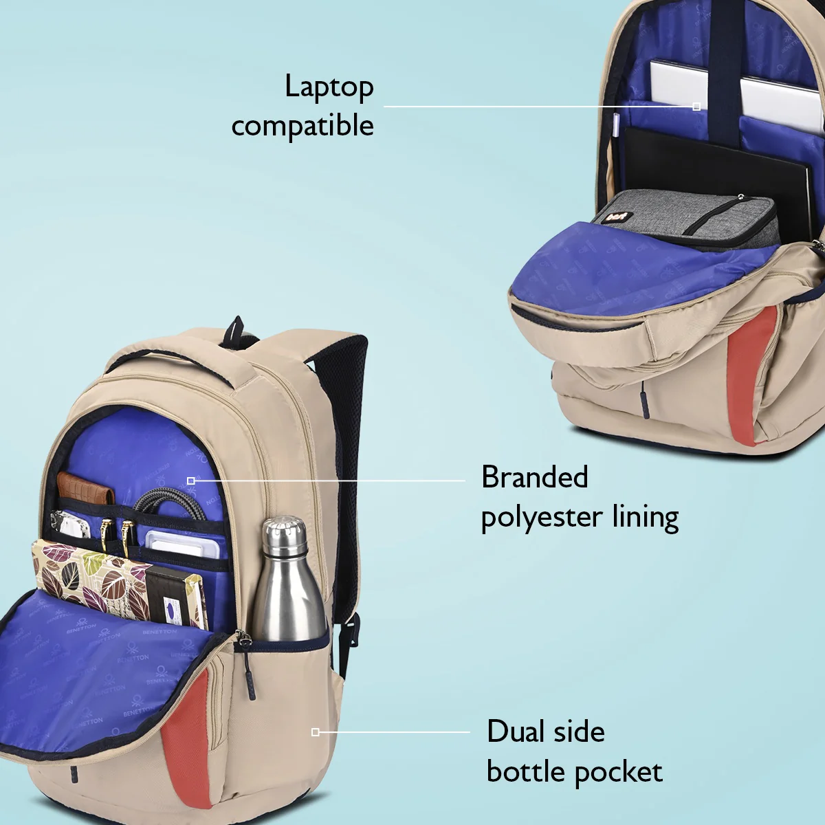 United Colors of Benetton Vance Laptop Backpack - Image 3