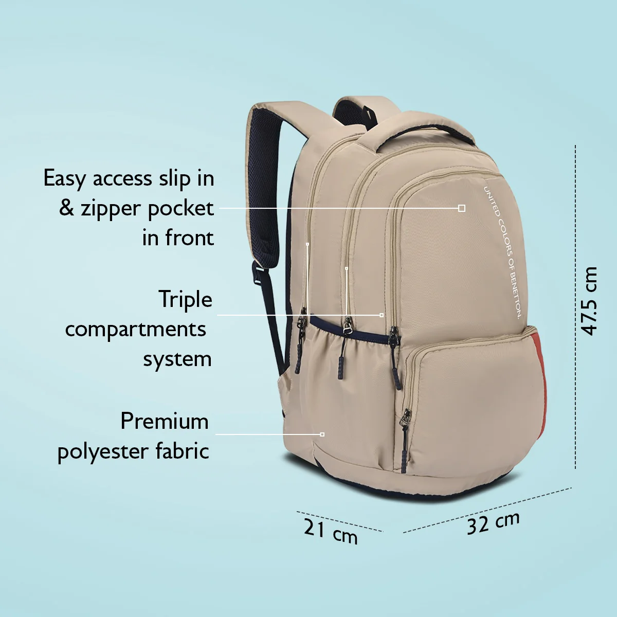 United Colors of Benetton Vance Laptop Backpack - Image 4