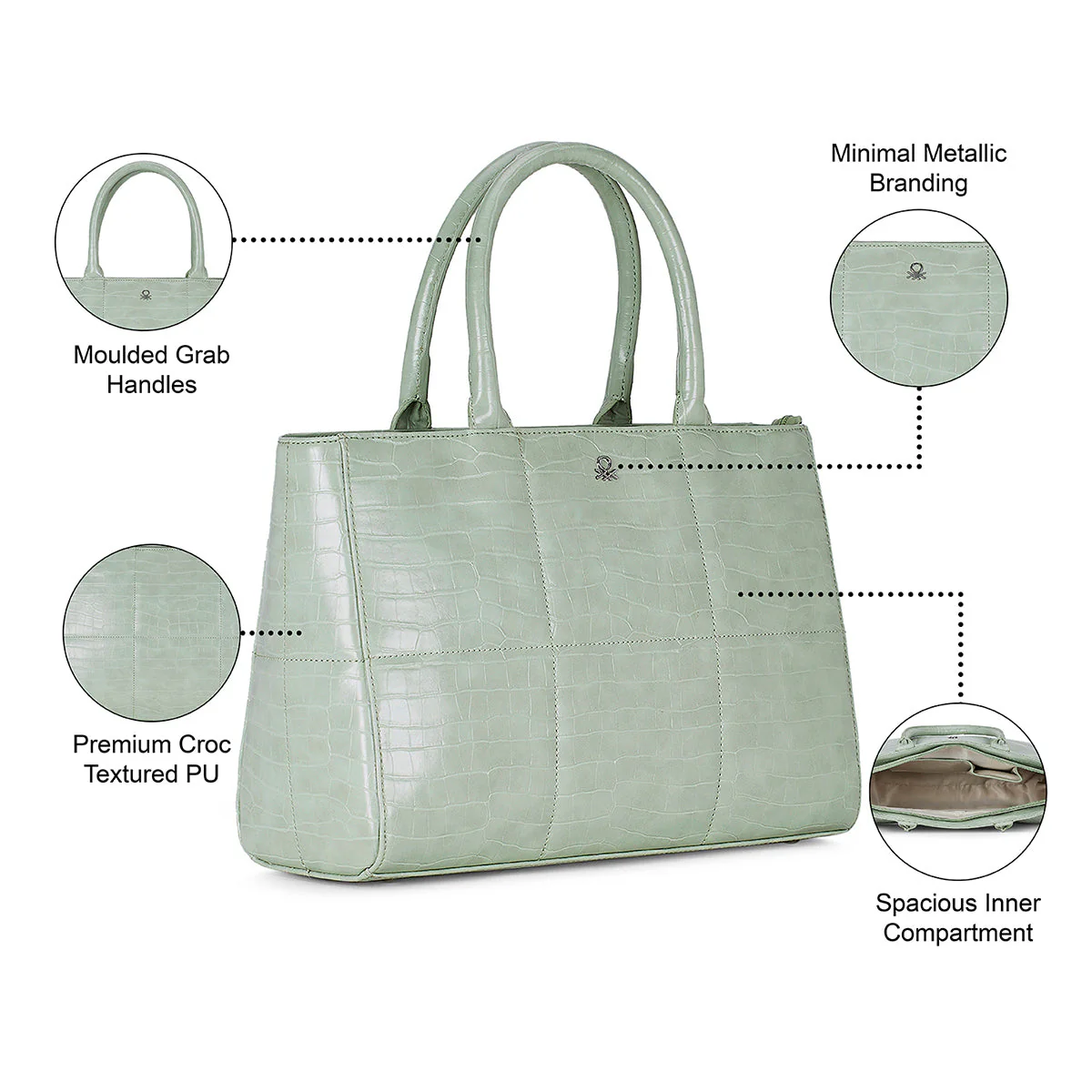 United Colors of Benetton Viola Women's PU Tote - Image 4
