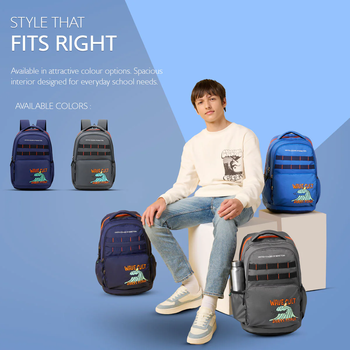 United Colors of Benetton Waves Non Laptop Backpack - Image 6