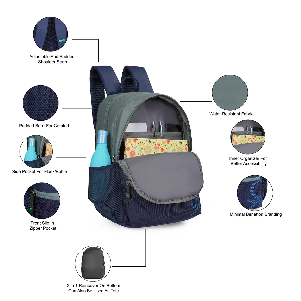 United Colors of Benetton Wilder Back to School Backpack - Image 4