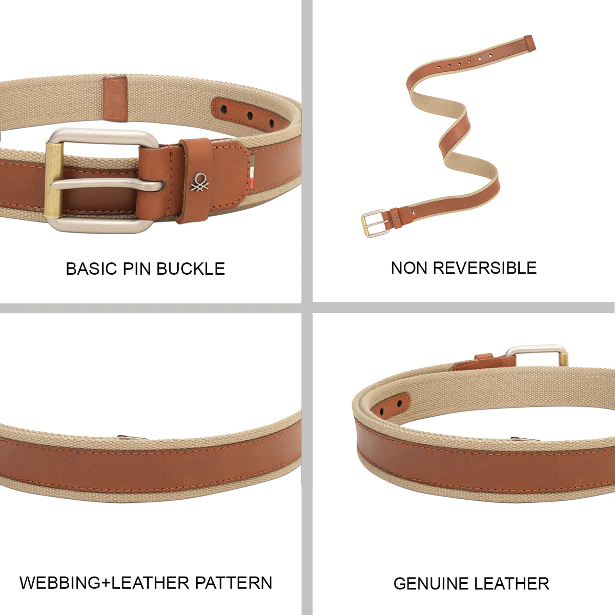 United Colors of Benetton Zynara Men's Non Reversible Belt - Image 6